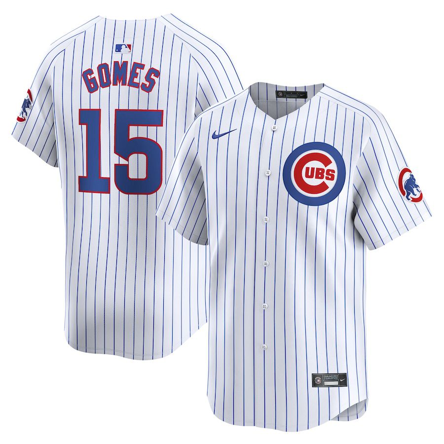 Men Chicago Cubs 15 Yan Gomes Nike White Home Limited Player MLB Jersey